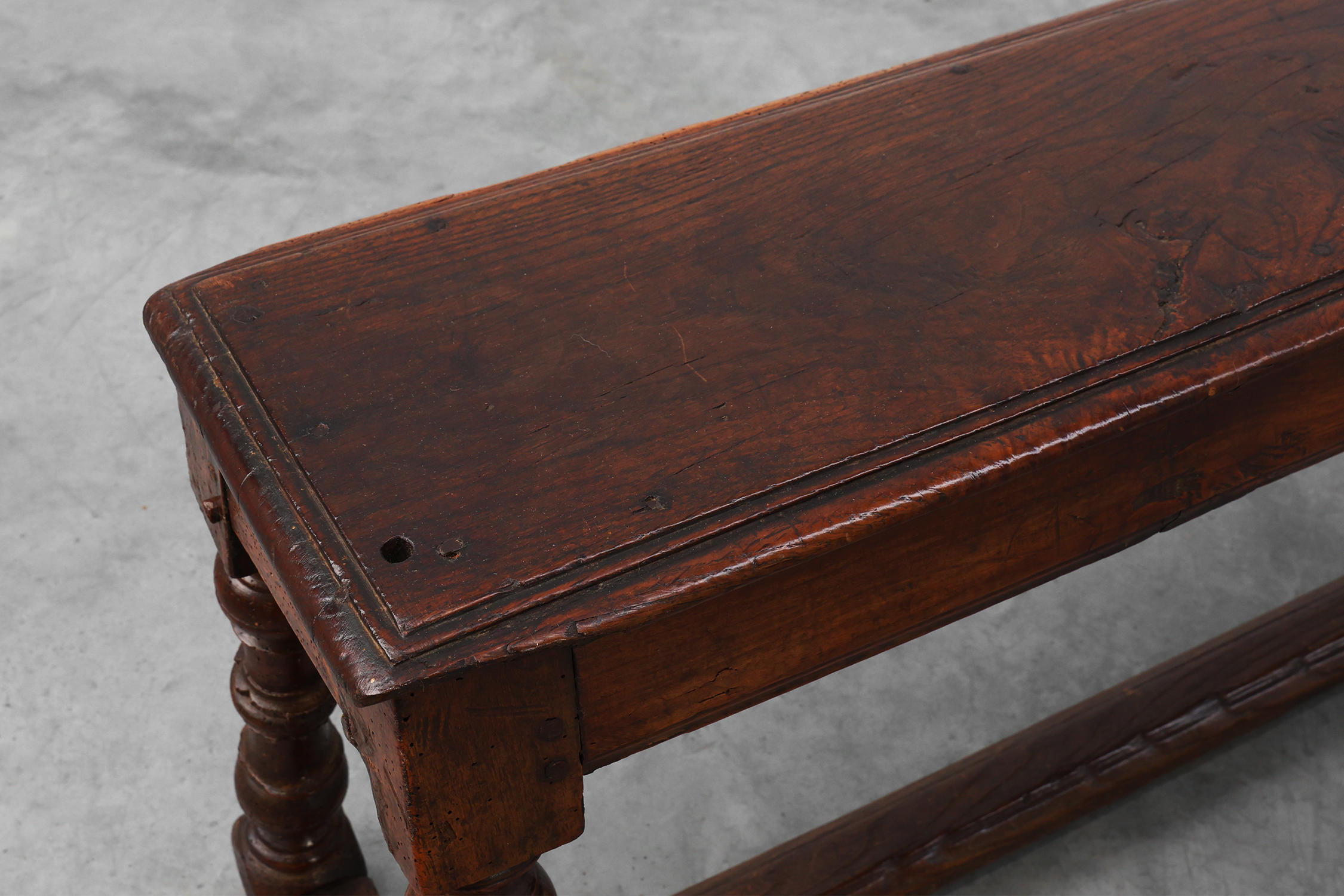 Antique English oak farmhouse bench, UK ca. 1850thumbnail